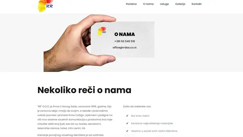 RR DOO - Web development Novi Sad - work example
