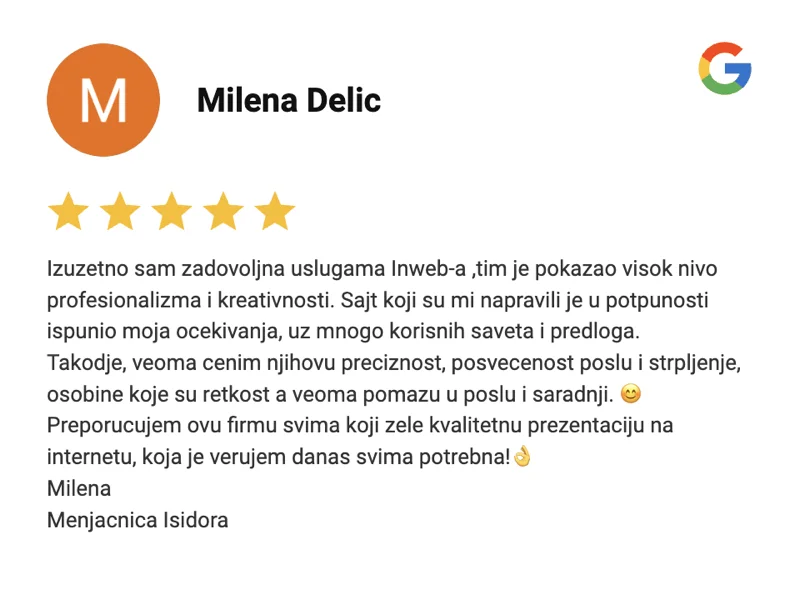 Bewertung von Milena Delić - Wechselstube Isidora